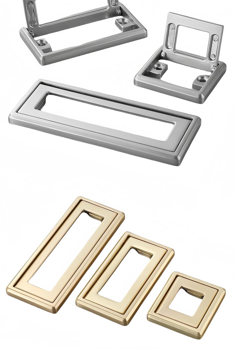 HAIWEN 2 Pcs Aluminium Alloy Flip Handle Hidden Door Pull Handles Recessed Drawer Knob for Windows Cabinets Furniture Door W/Screws (Gold, Hole Distance: 64mm) - Image 3